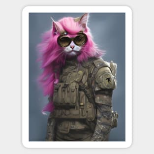 Soldier Cat - Modern Digital Art Sticker